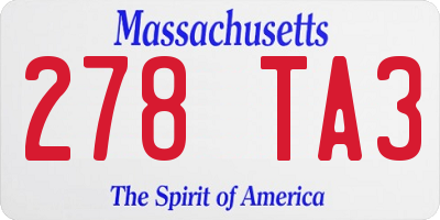 MA license plate 278TA3