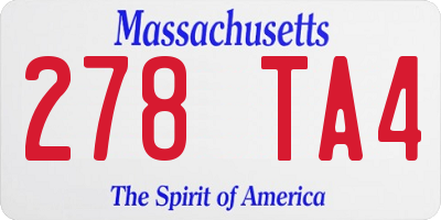 MA license plate 278TA4