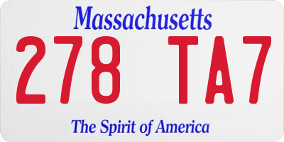 MA license plate 278TA7