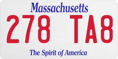 MA license plate 278TA8