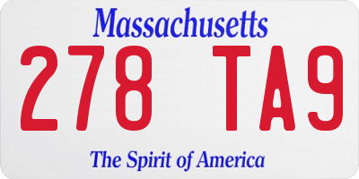 MA license plate 278TA9
