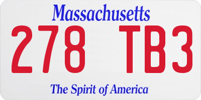 MA license plate 278TB3