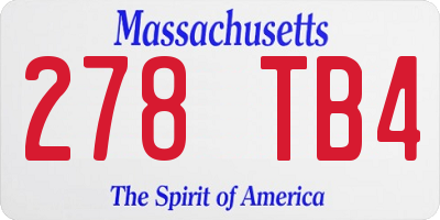 MA license plate 278TB4