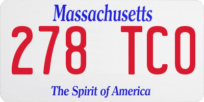 MA license plate 278TC0
