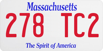 MA license plate 278TC2
