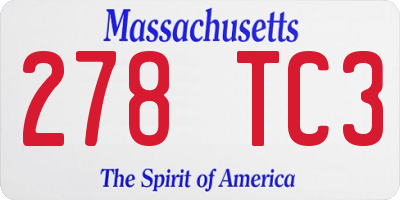 MA license plate 278TC3