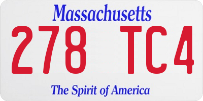 MA license plate 278TC4