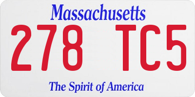 MA license plate 278TC5