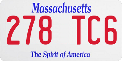 MA license plate 278TC6