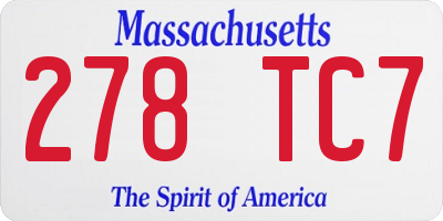 MA license plate 278TC7