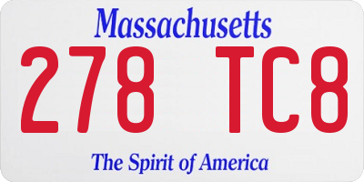 MA license plate 278TC8