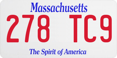 MA license plate 278TC9