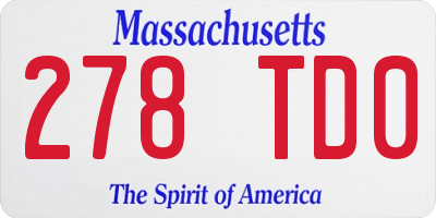 MA license plate 278TD0
