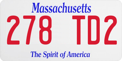 MA license plate 278TD2