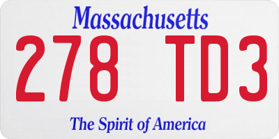 MA license plate 278TD3