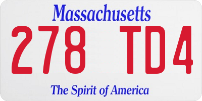 MA license plate 278TD4