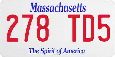 MA license plate 278TD5
