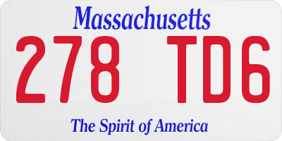 MA license plate 278TD6