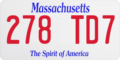 MA license plate 278TD7