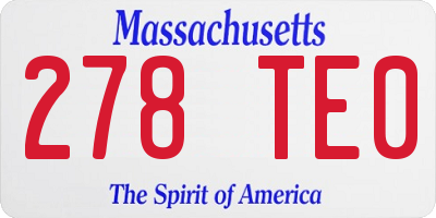 MA license plate 278TE0