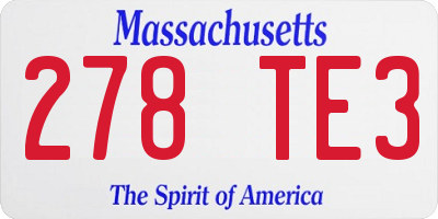 MA license plate 278TE3