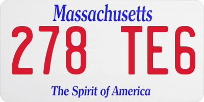 MA license plate 278TE6