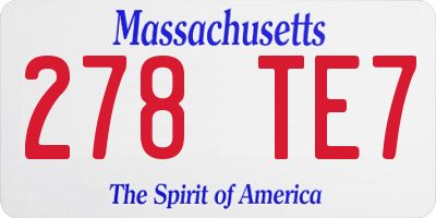 MA license plate 278TE7