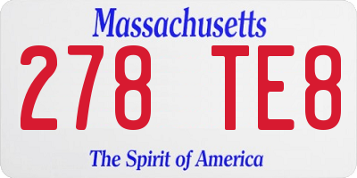 MA license plate 278TE8