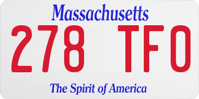 MA license plate 278TF0