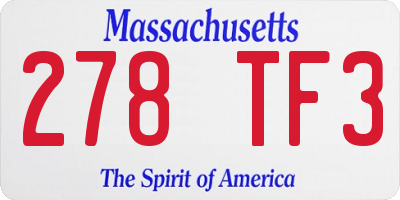 MA license plate 278TF3