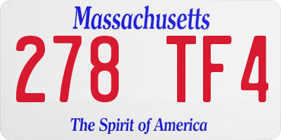MA license plate 278TF4