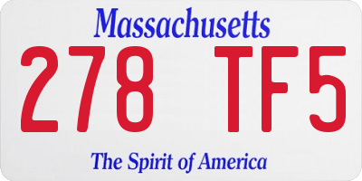 MA license plate 278TF5