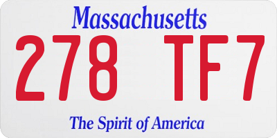 MA license plate 278TF7