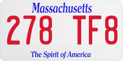 MA license plate 278TF8