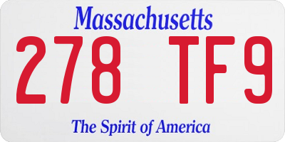 MA license plate 278TF9