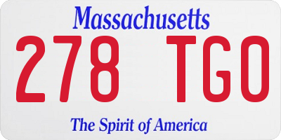 MA license plate 278TG0