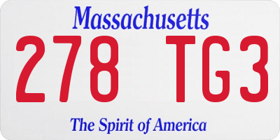 MA license plate 278TG3