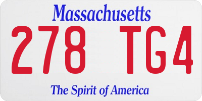 MA license plate 278TG4