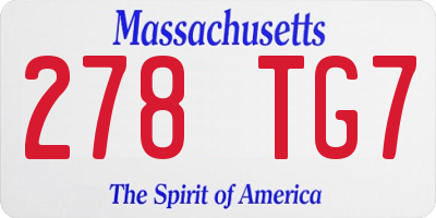 MA license plate 278TG7