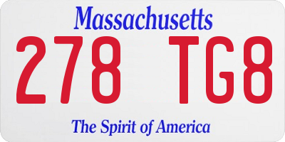 MA license plate 278TG8