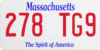 MA license plate 278TG9