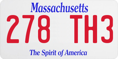 MA license plate 278TH3