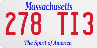 MA license plate 278TI3