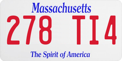 MA license plate 278TI4