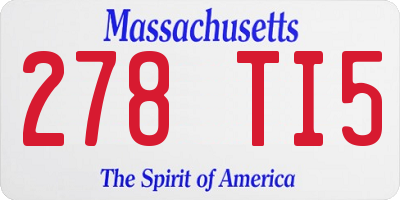 MA license plate 278TI5