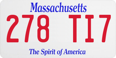 MA license plate 278TI7