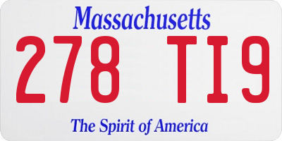 MA license plate 278TI9