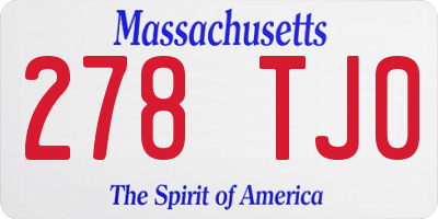 MA license plate 278TJ0