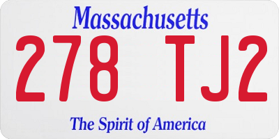 MA license plate 278TJ2