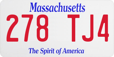 MA license plate 278TJ4
